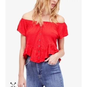 Free people Mint Julep Button-Front Top size L
